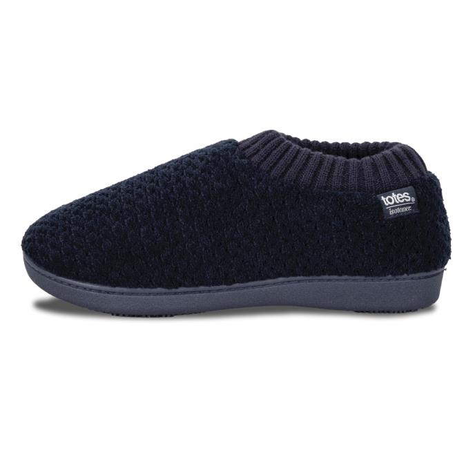 Isotoner Ladies Popcorn Full Back Bootie Slipper Navy Extra Image 3